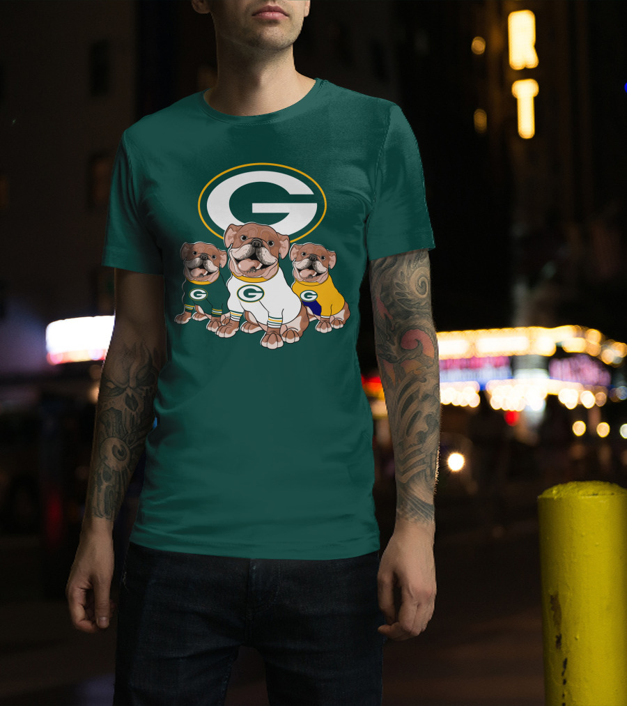 Bulldogs Wearing Green Bay Packers Jerseys T-Shirt