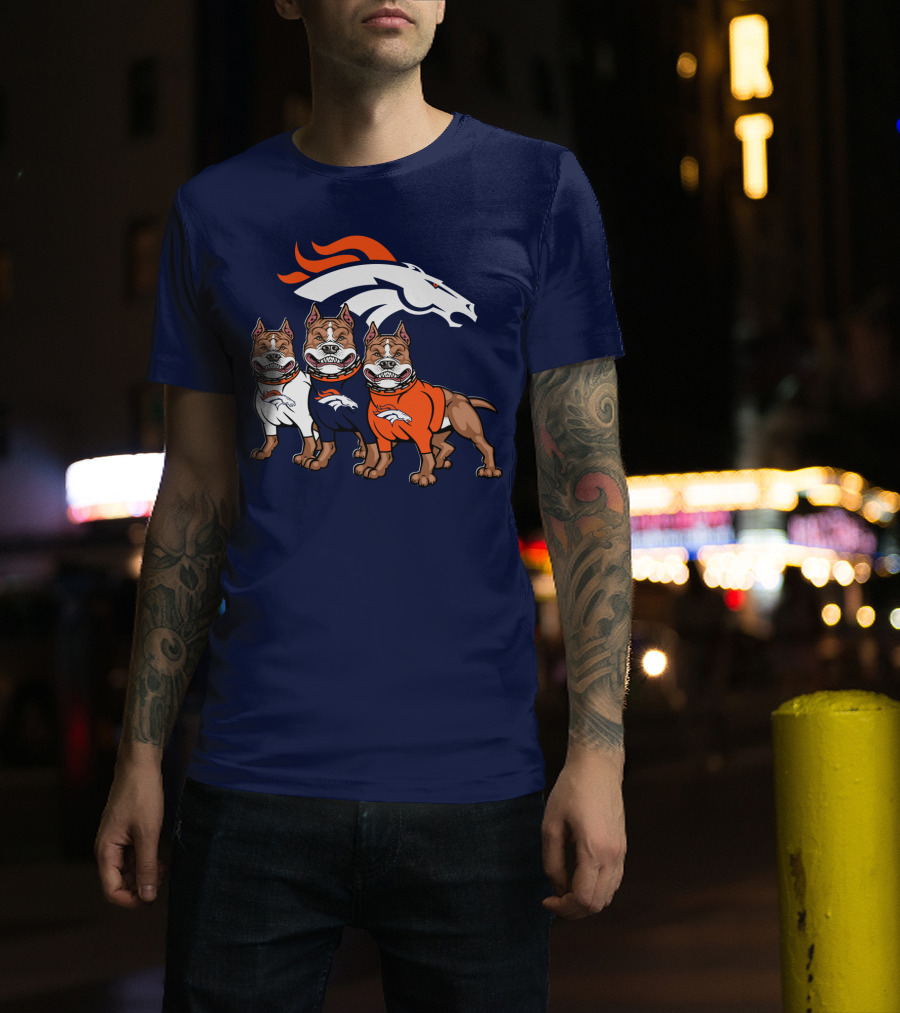 Denver Broncos With Pitbull T-Shirt