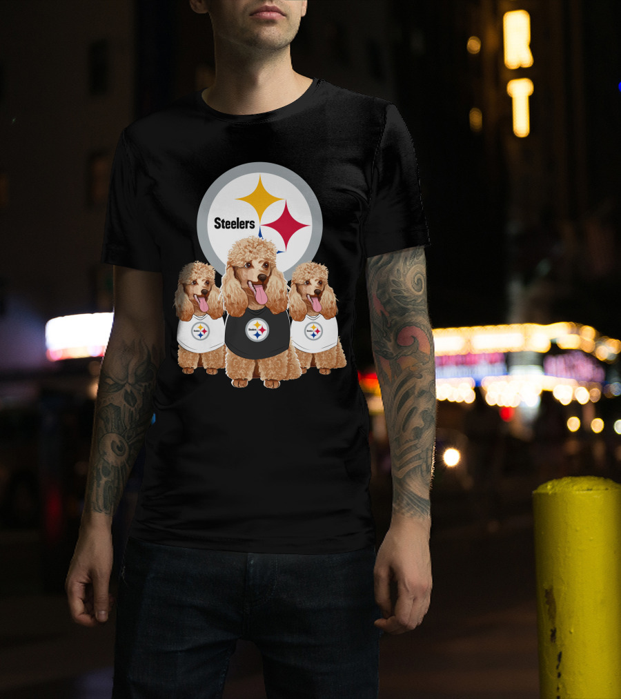 Pittsburgh Steelers Poodle Dogs Football Fan T-Shirt