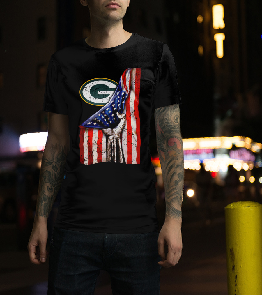 Patriotic Green Bay Packers American Flag Combination T-Shirt
