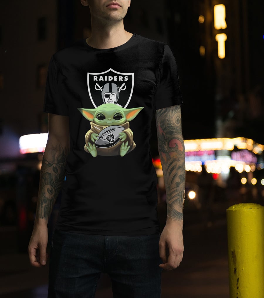 BabyYoda Raiders Football Mandalorian Crossover T-Shirt