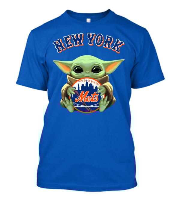 New York Mets Baby Yoda Holding Team T-Shirt