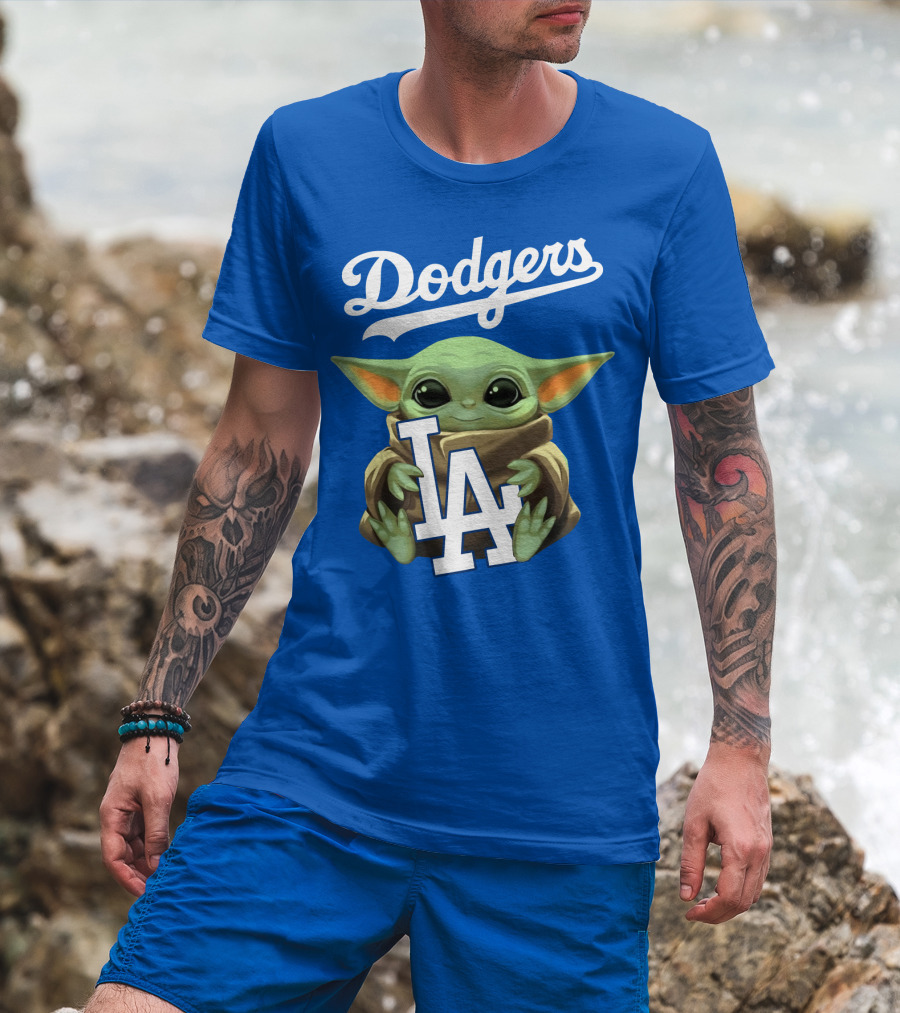 Dodgers Baby Yoda Holding La Team T-Shirt