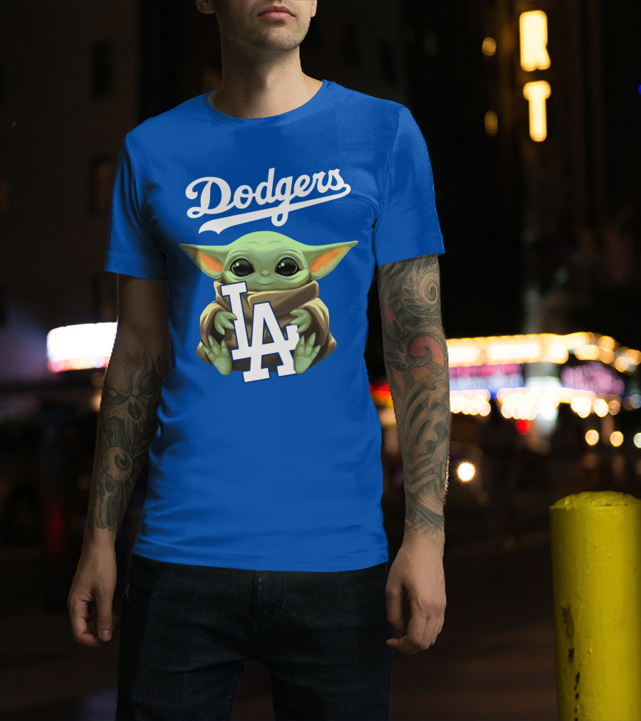 Dodgers Baby Yoda Holding La Team T-Shirt