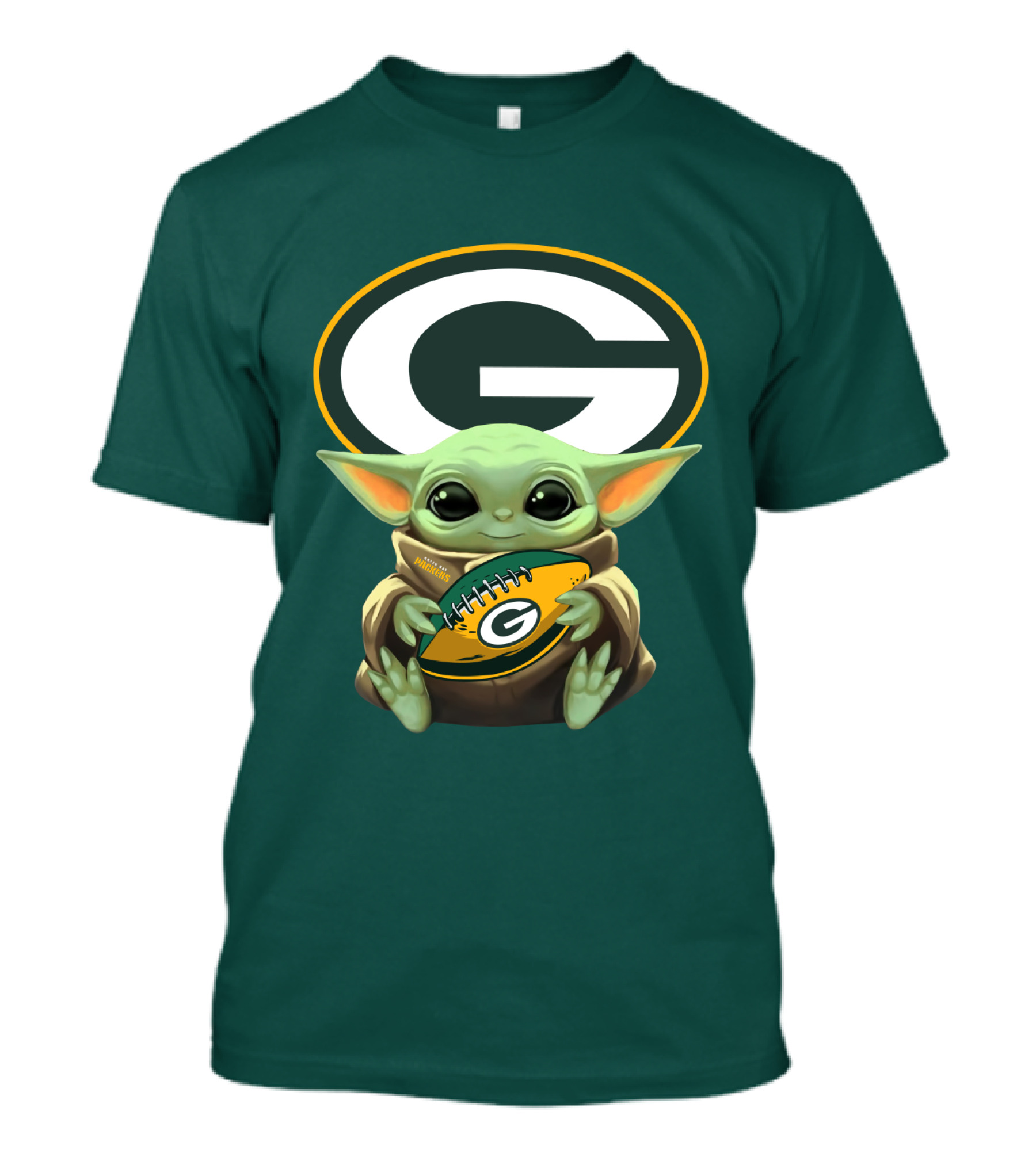 Baby Yoda Green Bay Packers Football Fan T-Shirt