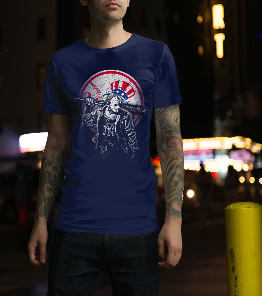New York Baseball Icon With Mask And Bat T-Shirt