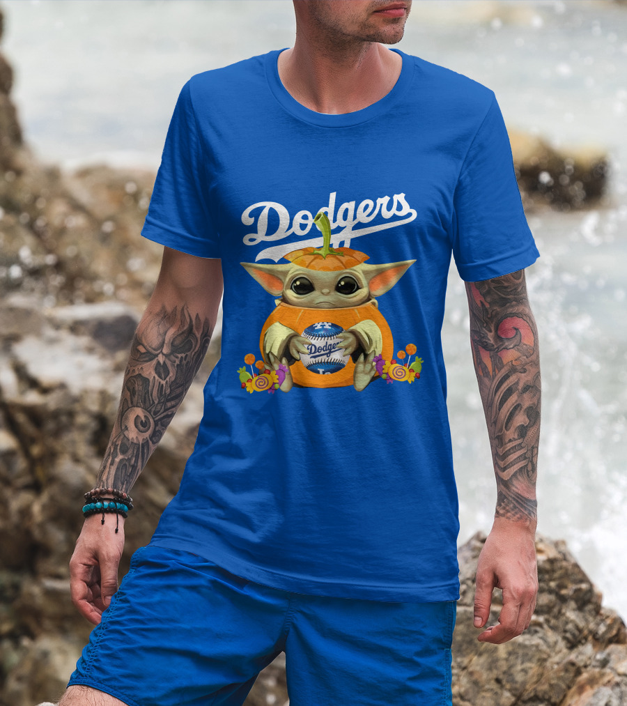Dodgers Baby Yoda Pumpkin Halloween T-Shirt