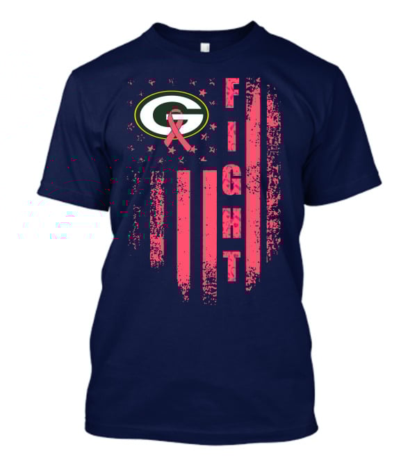 FIGHT Greenbay Pink Ribbon G Logo Stripes T-Shirt
