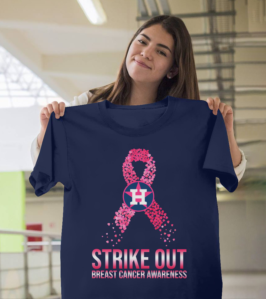 Strike Out Breast Cancer Awareness H Logo Pink Ribbon T-Shirt