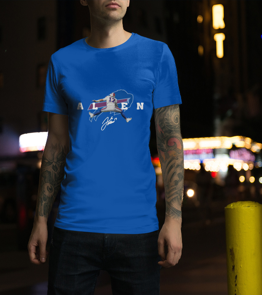 Allen 17 Buffalo Jumping Nfl Signature T-Shirt