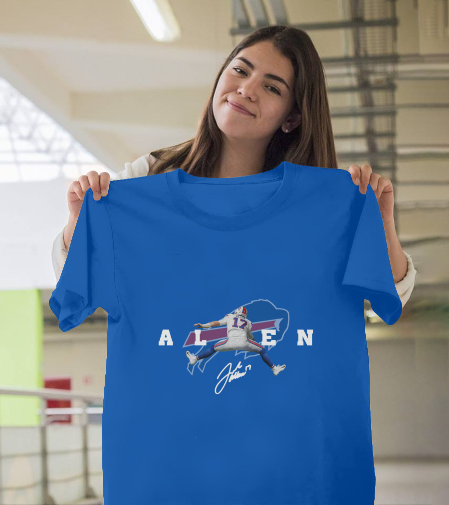 Allen 17 Buffalo Jumping Nfl Signature T-Shirt