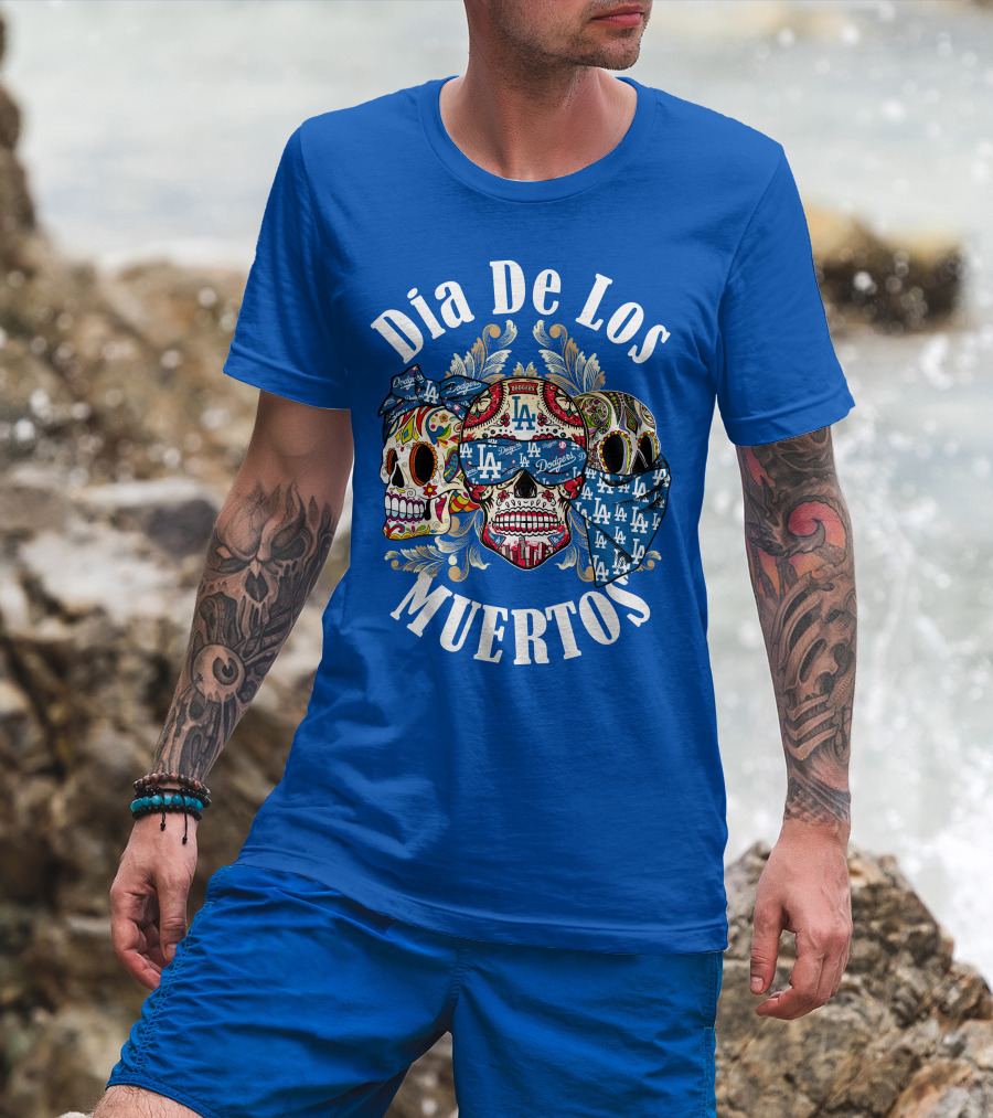 Dia De Los Muertos Dodgers La Skulls T-Shirt