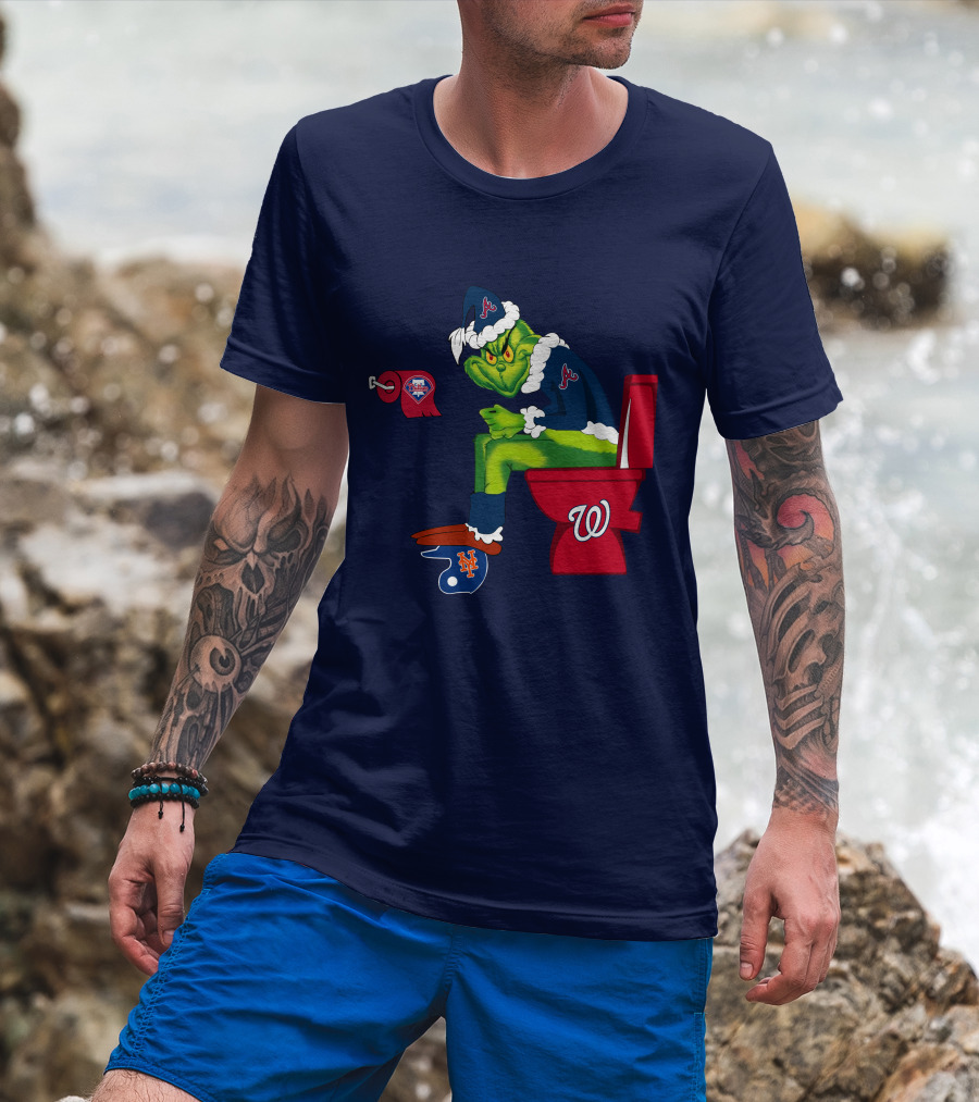 Atlanta Braves Grinch With New York Mets And Washington Nationals Logos T-Shirt
