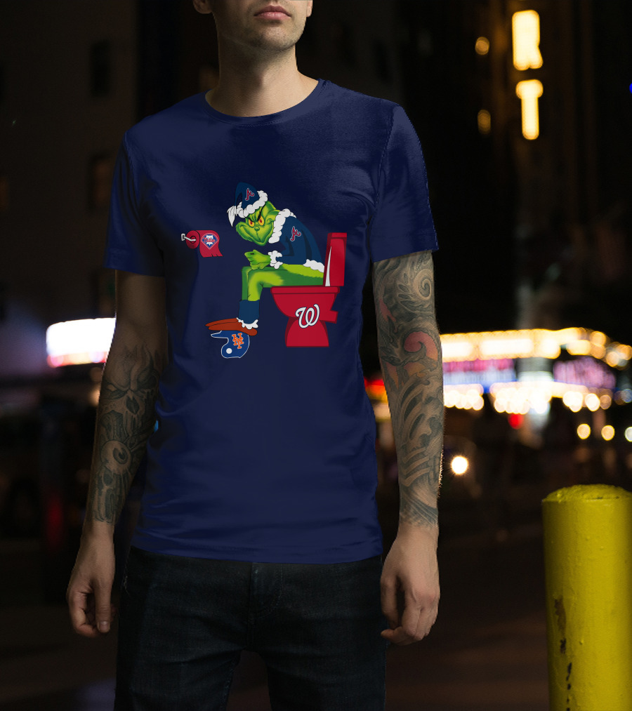 Atlanta Braves Grinch With New York Mets And Washington Nationals Logos T-Shirt