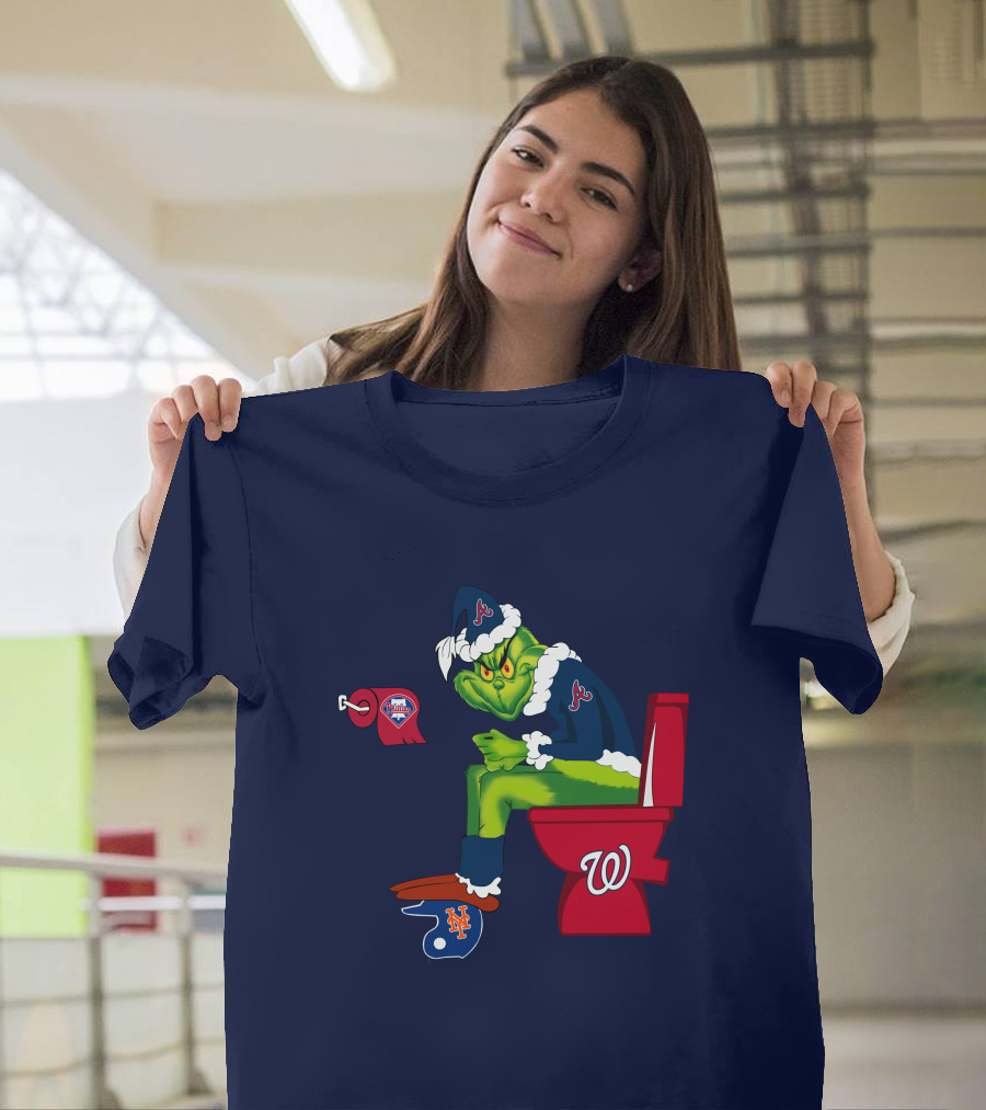 Atlanta Braves Grinch With New York Mets And Washington Nationals Logos T-Shirt
