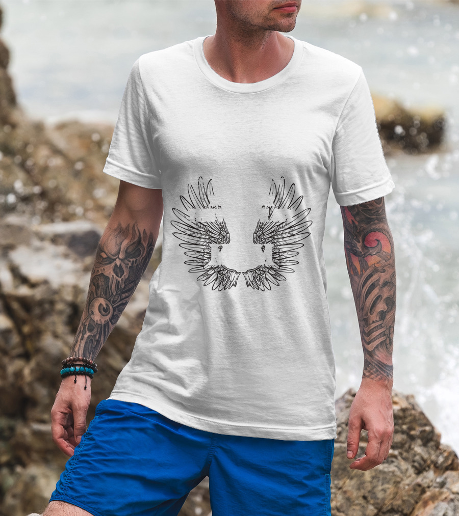 Heaven Is A Beautiful Place Angel Wing Outline T-Shirt
