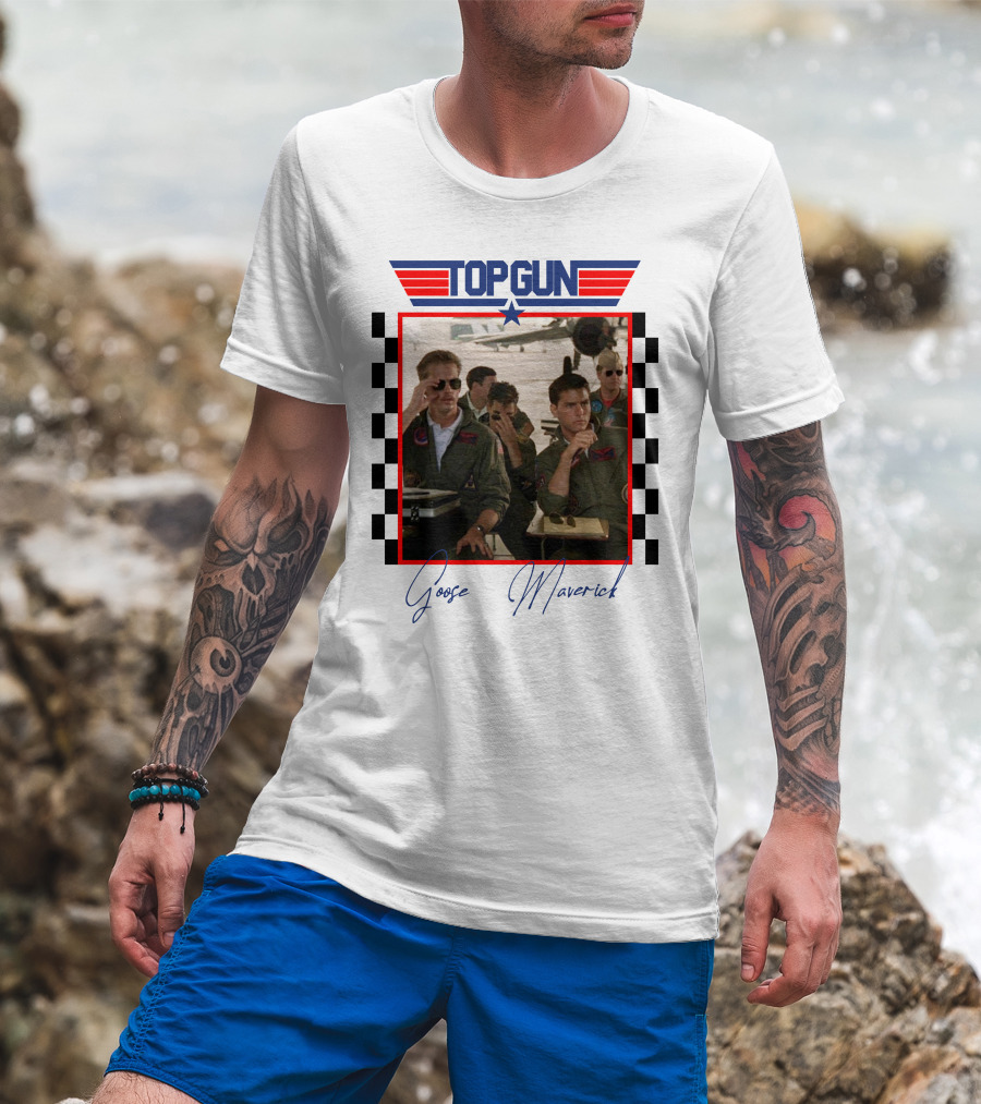 Top Gun Goose Maverick Classic Aviation Icons In Signature Flight Gear T-Shirt