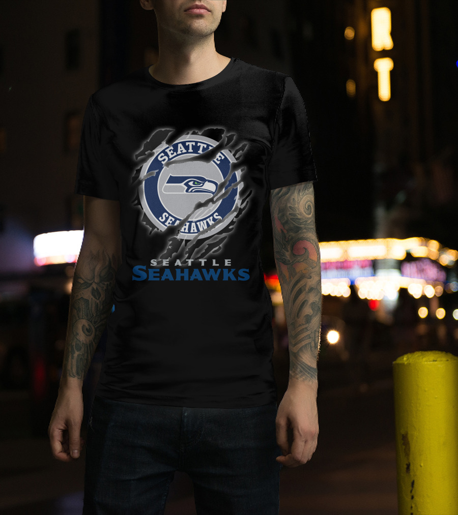 Seattle Seahawks Logo Claw Marks T-Shirt