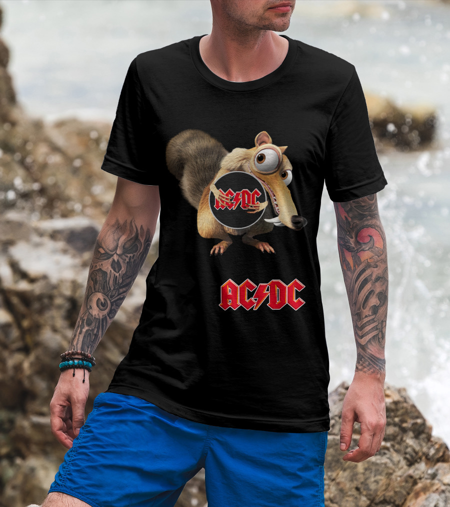 Ac/Dc 04 Ice Age Squirrel Holding T-Shirt