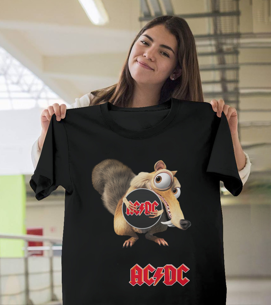Ac/Dc 04 Ice Age Squirrel Holding T-Shirt