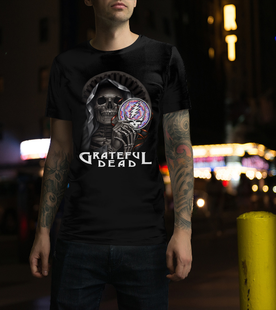 Grateful Dead Skeleton With Steal Your Face Symbol T-Shirt