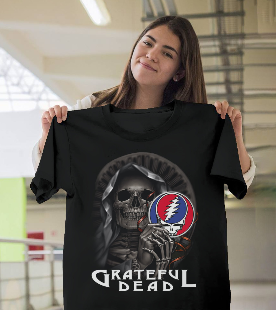 Grateful Dead Skeleton Holding Steal Your Face T-Shirt