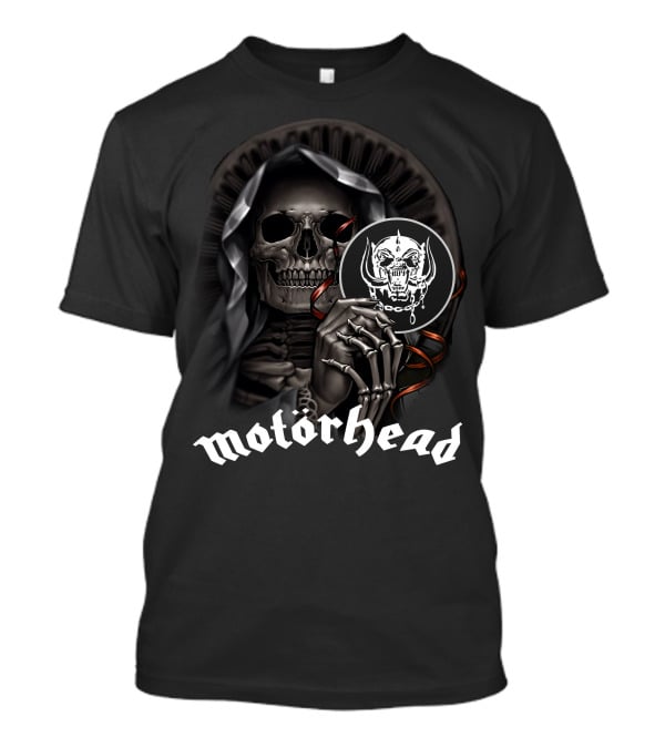 Motörhead Grim Reaper Skeleton Holding War Pig T-Shirt