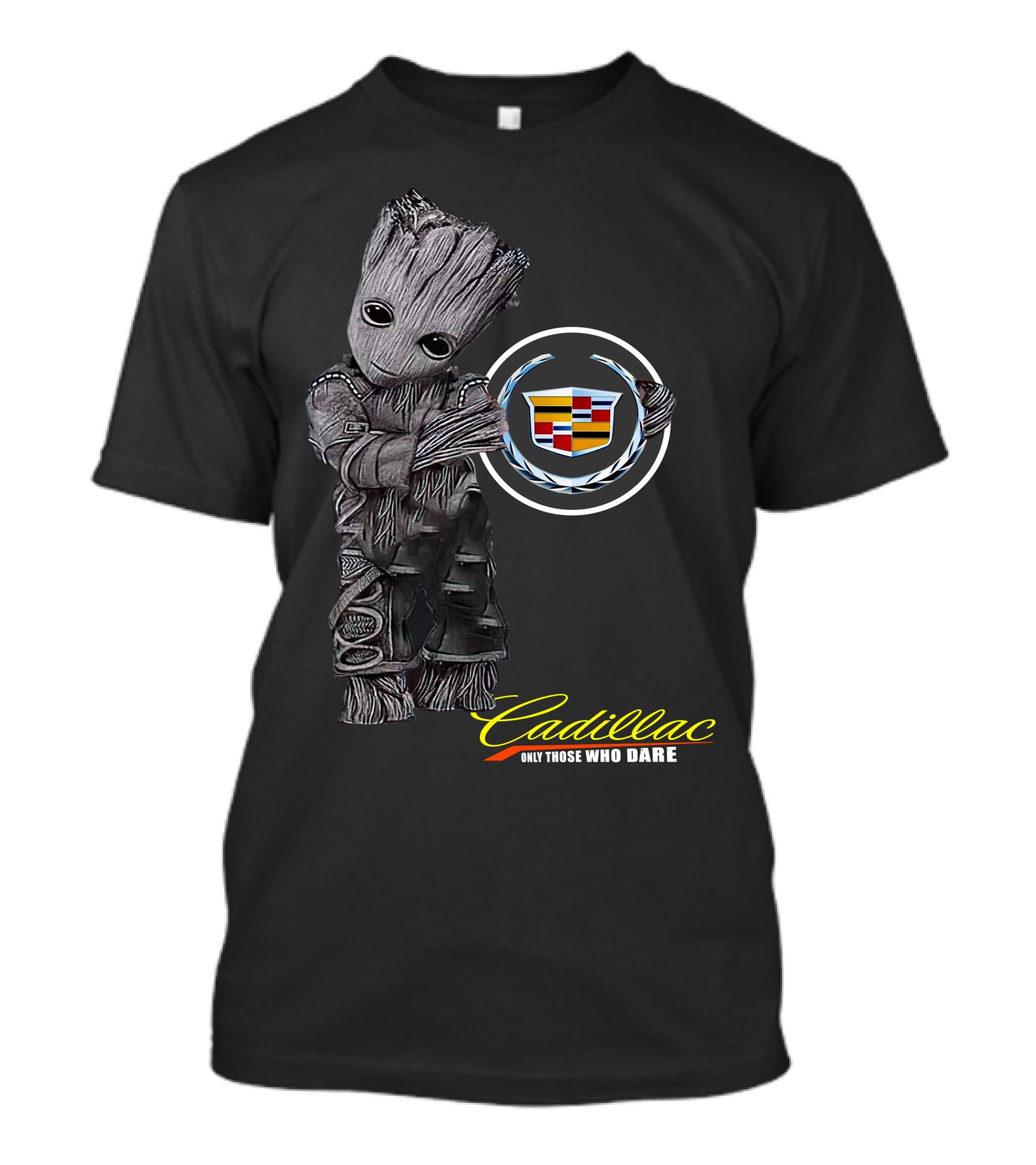 Cadillac Only Those Who Dare Groot Holding Badge T-Shirt