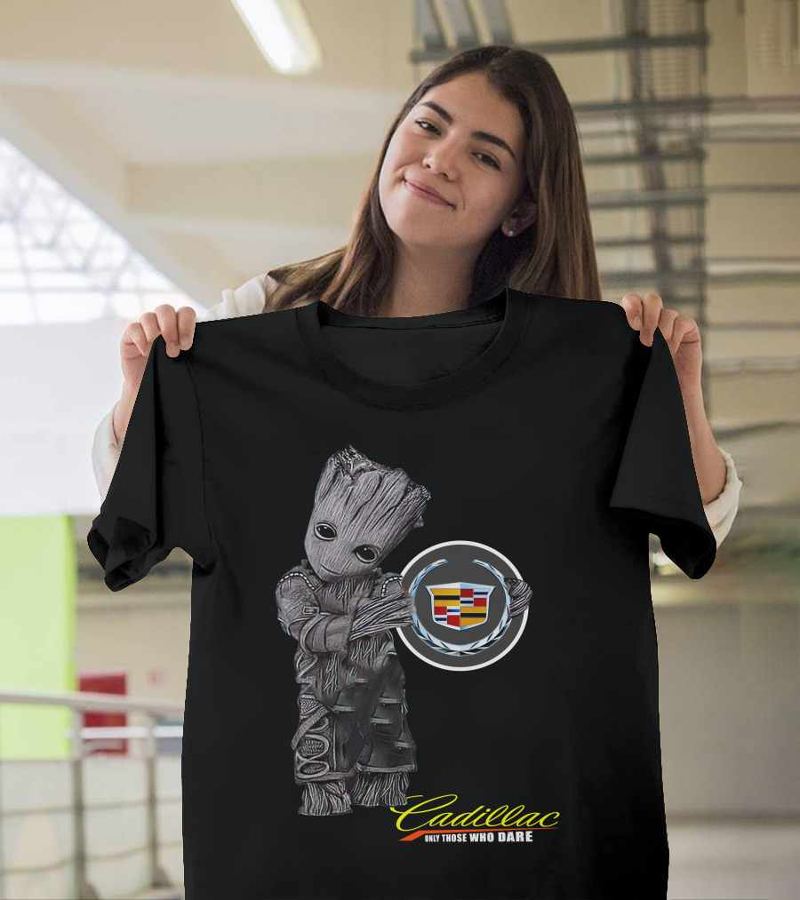 Cadillac Only Those Who Dare Groot Holding Badge T-Shirt