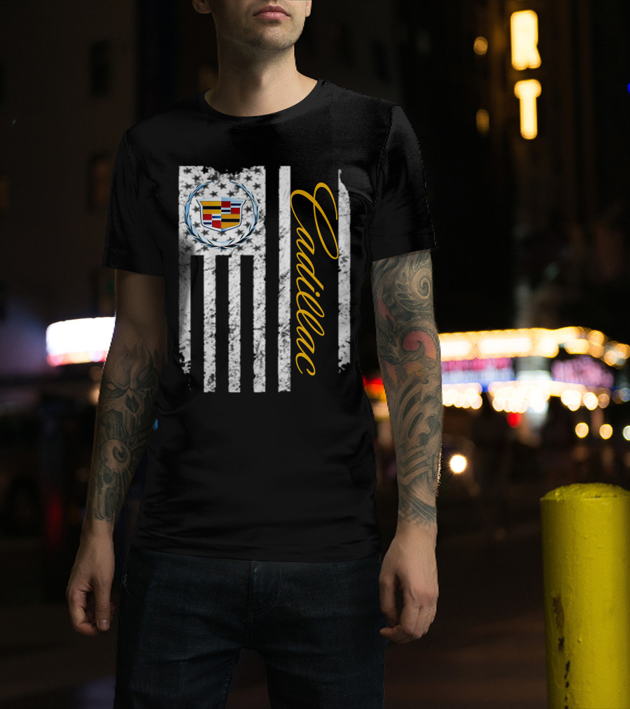 Cadillac Logo American Flag T-Shirt