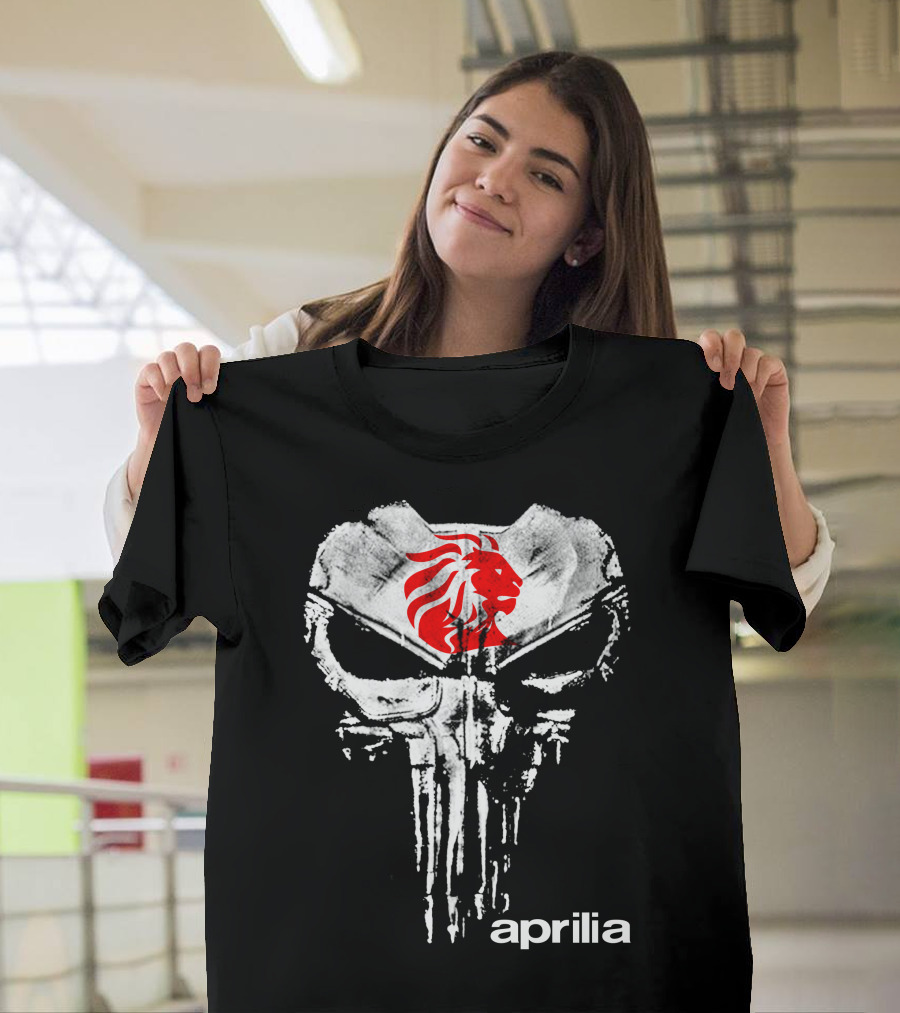 Aprilia Skull With Red Lion Symbol T-Shirt