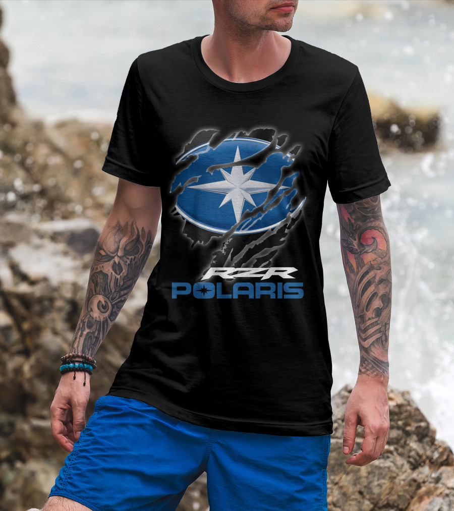 Rzr Polaris Star Logo 10 Blue Claw Marks T-Shirt