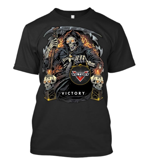 Victory Motorcycles Grim Reaper With Flaming Skulls T-Shirt