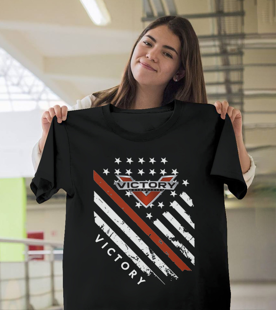 Victory Motorcycles American Flag V Badge Stars Stripes T-Shirt