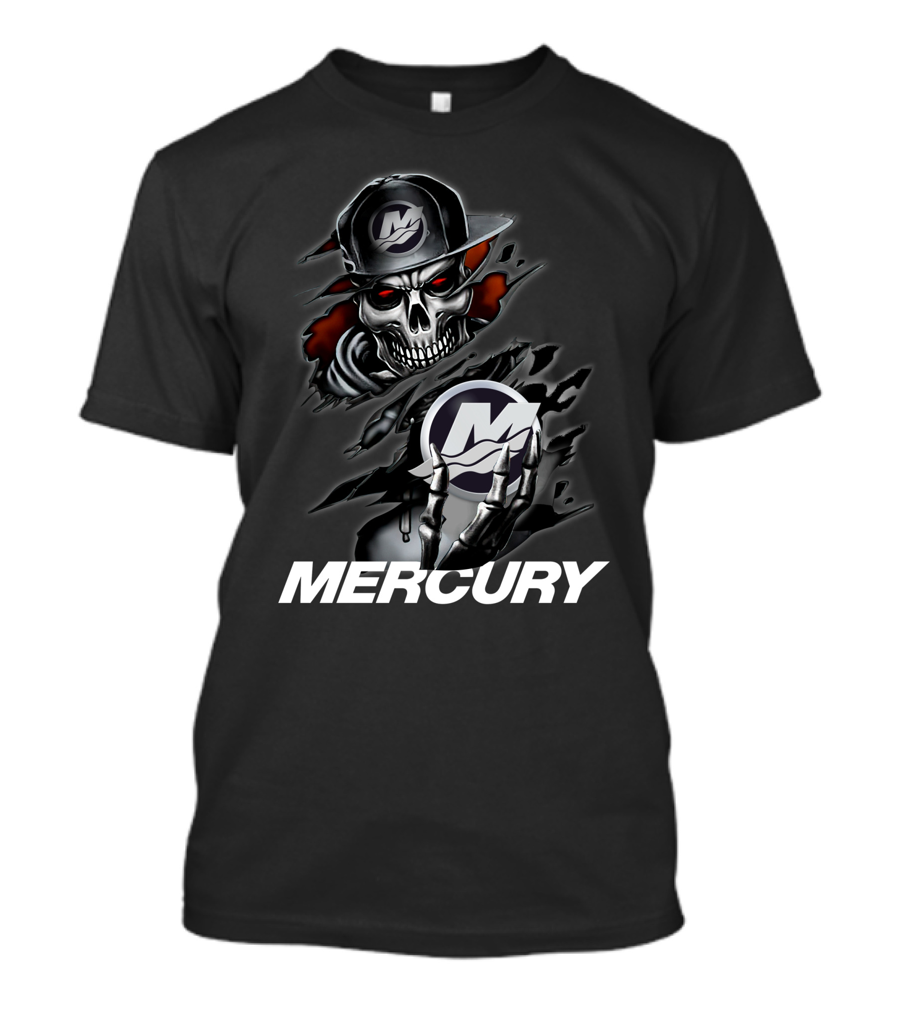 Mercury 05 Skull With Baseball Cap T-Shirt