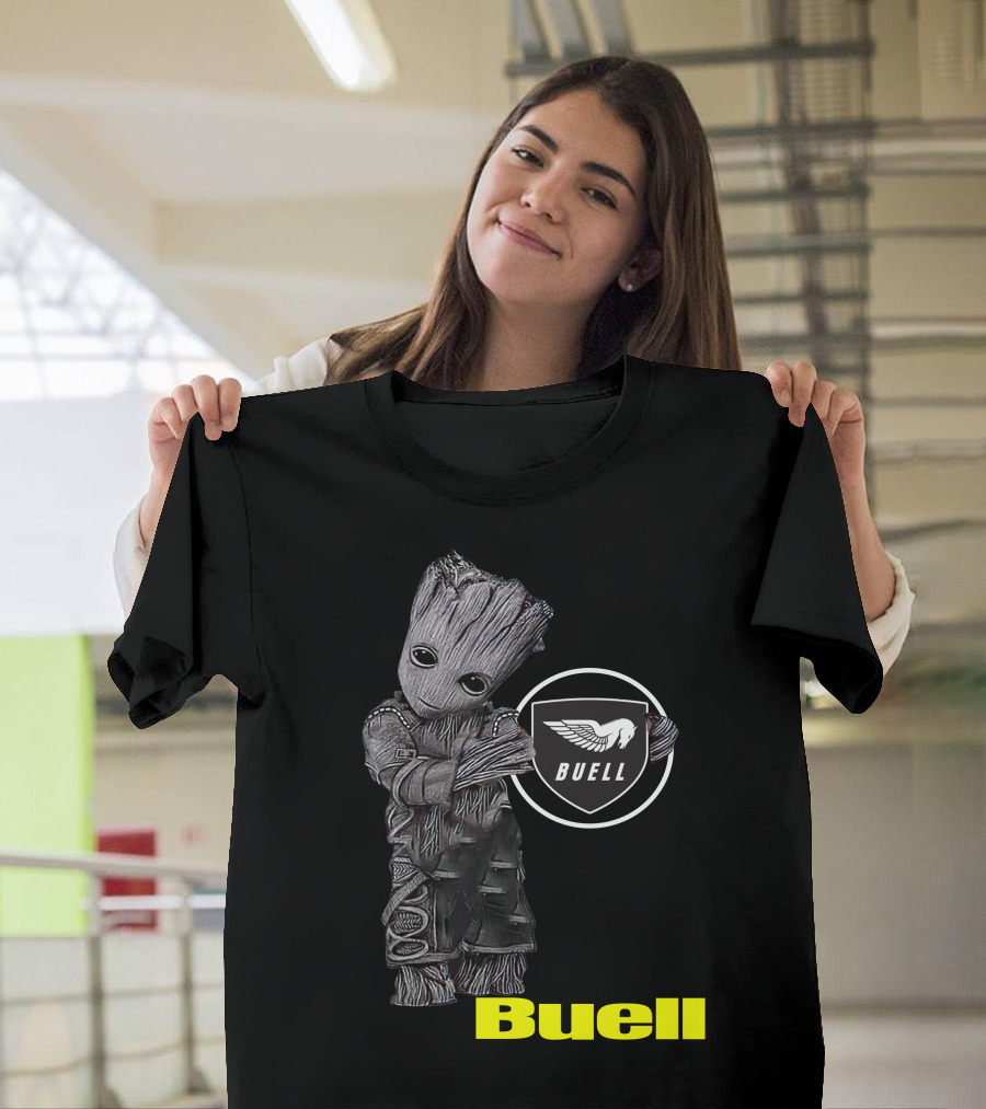 Buell Motorcycle Logo With Groot Character T-Shirt