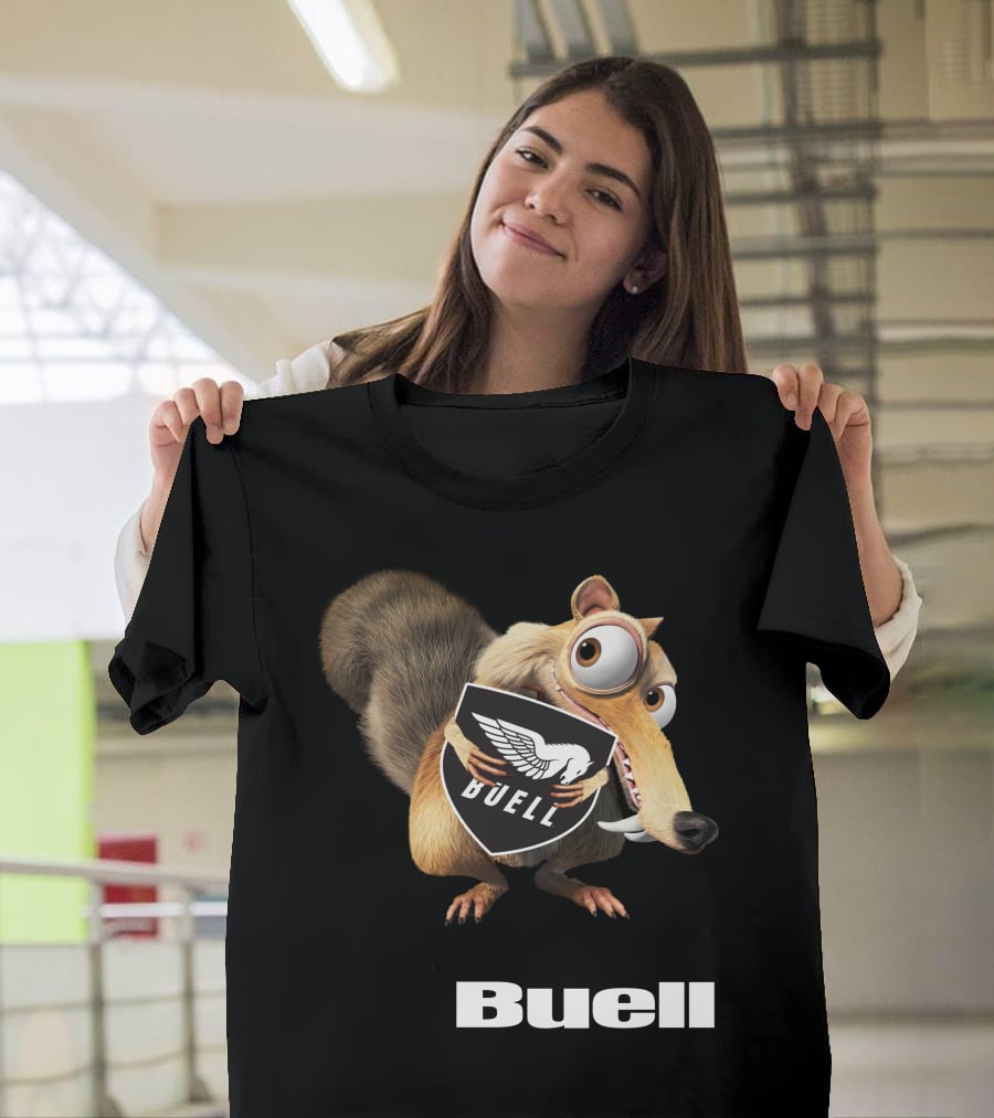 Buell Scrat Logo Iconic Character With Shield T-Shirt
