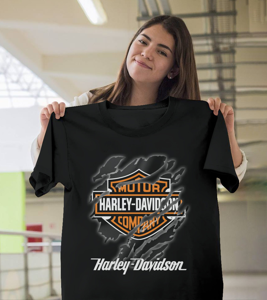 Harley Davidson Motor Company Logo With Distressed Claw Marks T-Shirt