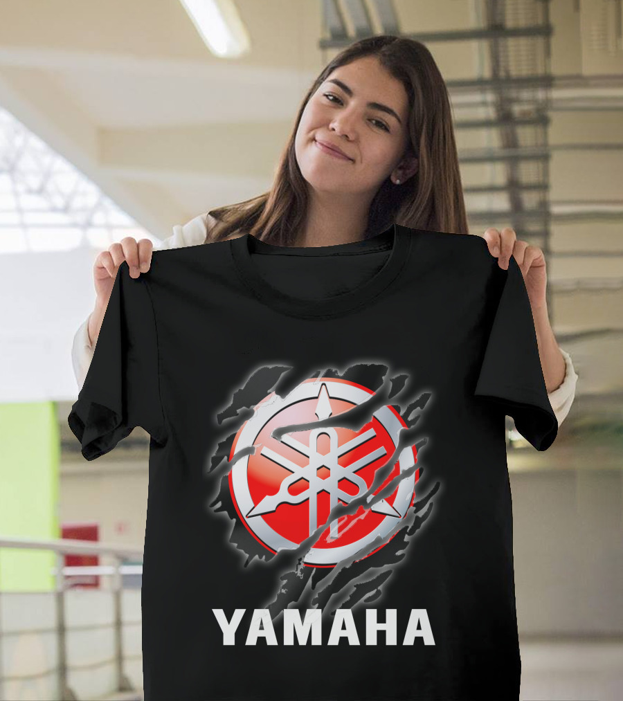 Yamaha Red And White Logo With Claw Marks T-Shirt
