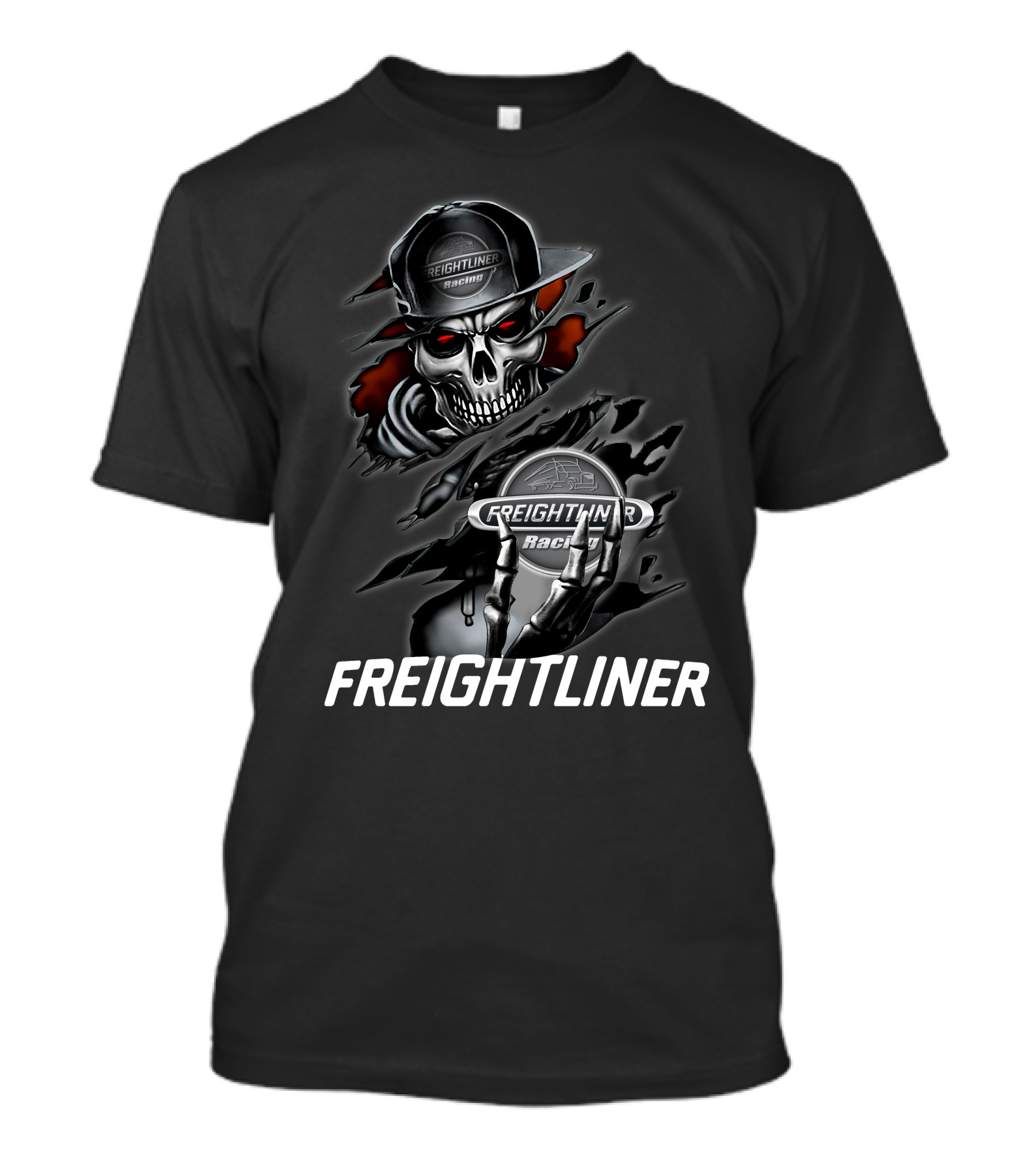 Freightliner Racing Skull Hands Rattling T-Shirt