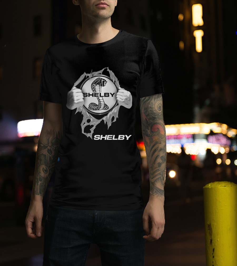 Shelby Cobra Logo With Ripped Effect And Hands T-Shirt