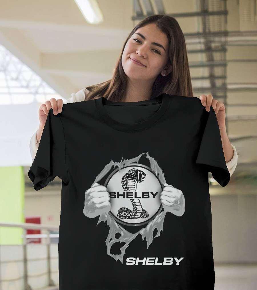 Shelby Cobra Logo With Ripped Effect And Hands T-Shirt
