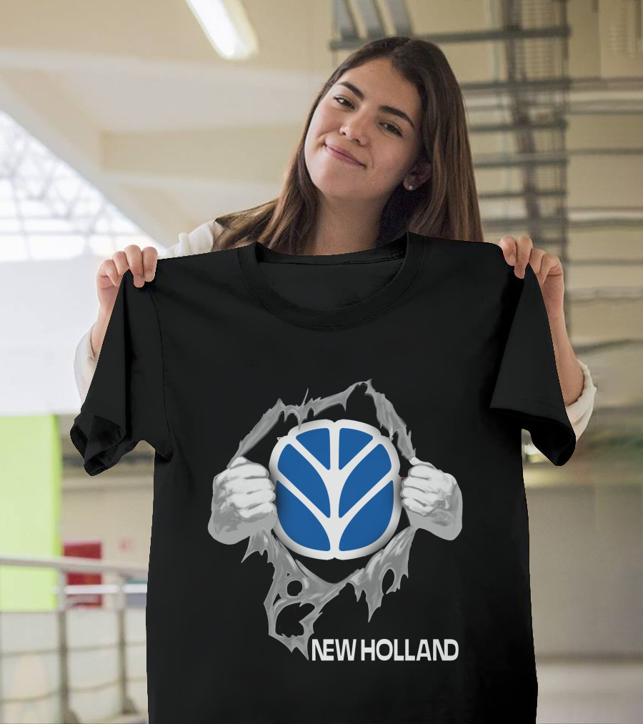 New Holland Tractor Logo Ripped T-Shirt