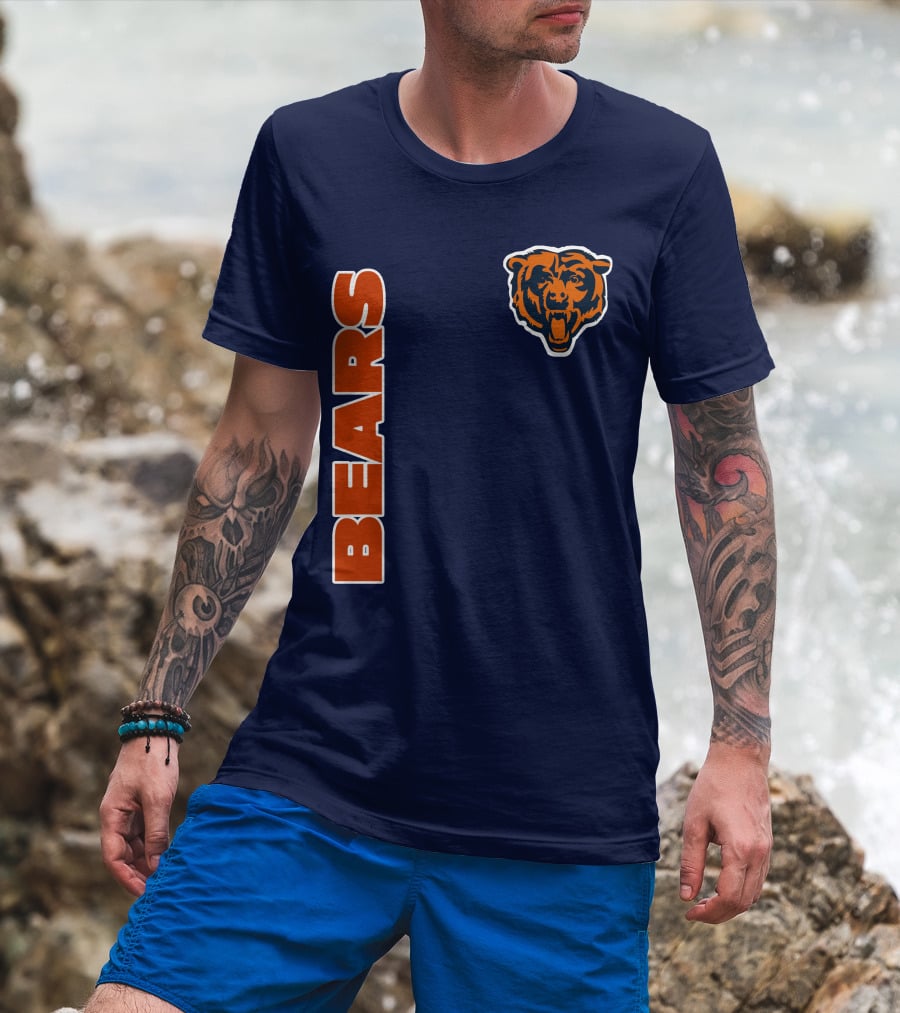 Bears Logo Navy Orange Classic Style T-Shirt