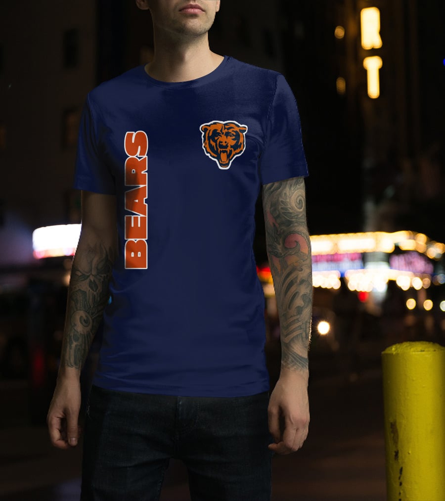 Bears Logo Navy Orange Classic Style T-Shirt