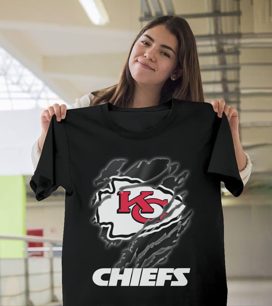 Chiefs Kc Red Emblem With Claw Marks T-Shirt