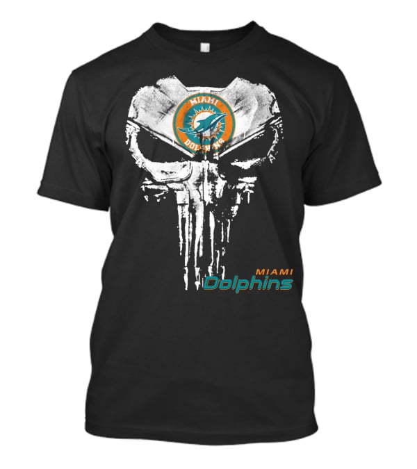 Miami Dolphins Skull Emblem T-Shirt