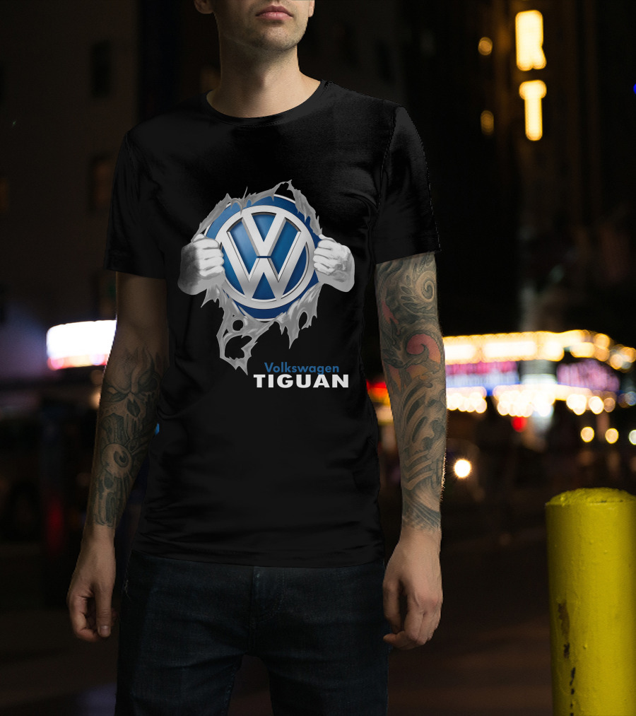 Volkswagen Tiguan 04 Logo Torn Metal Effect T-Shirt