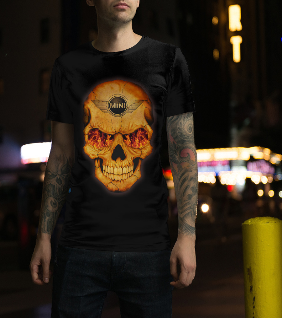 Flaming Skull Mini Logo Eyed T-Shirt