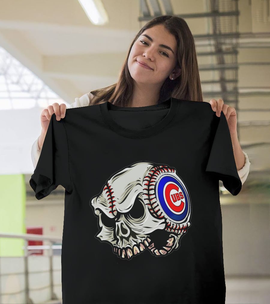 Cubs Baseball Skull T-Shirt